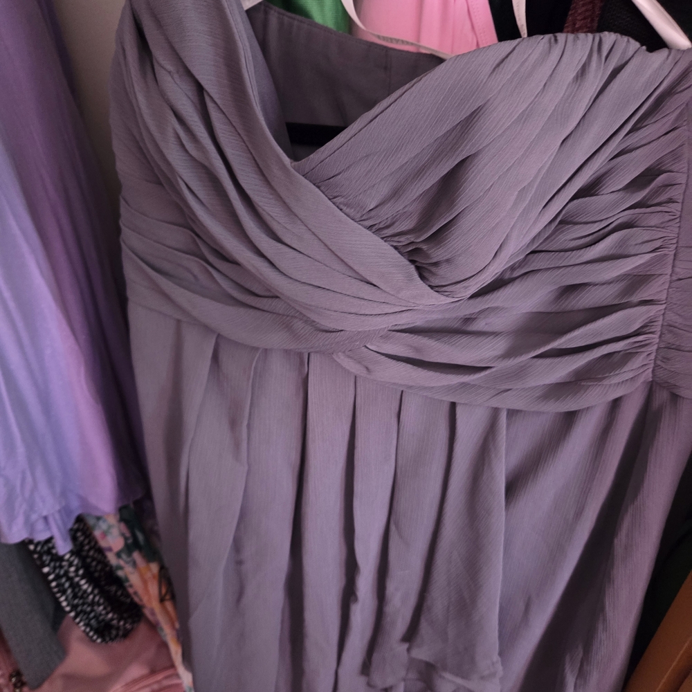 David's Bridal Gray Strapless Ruched Gown